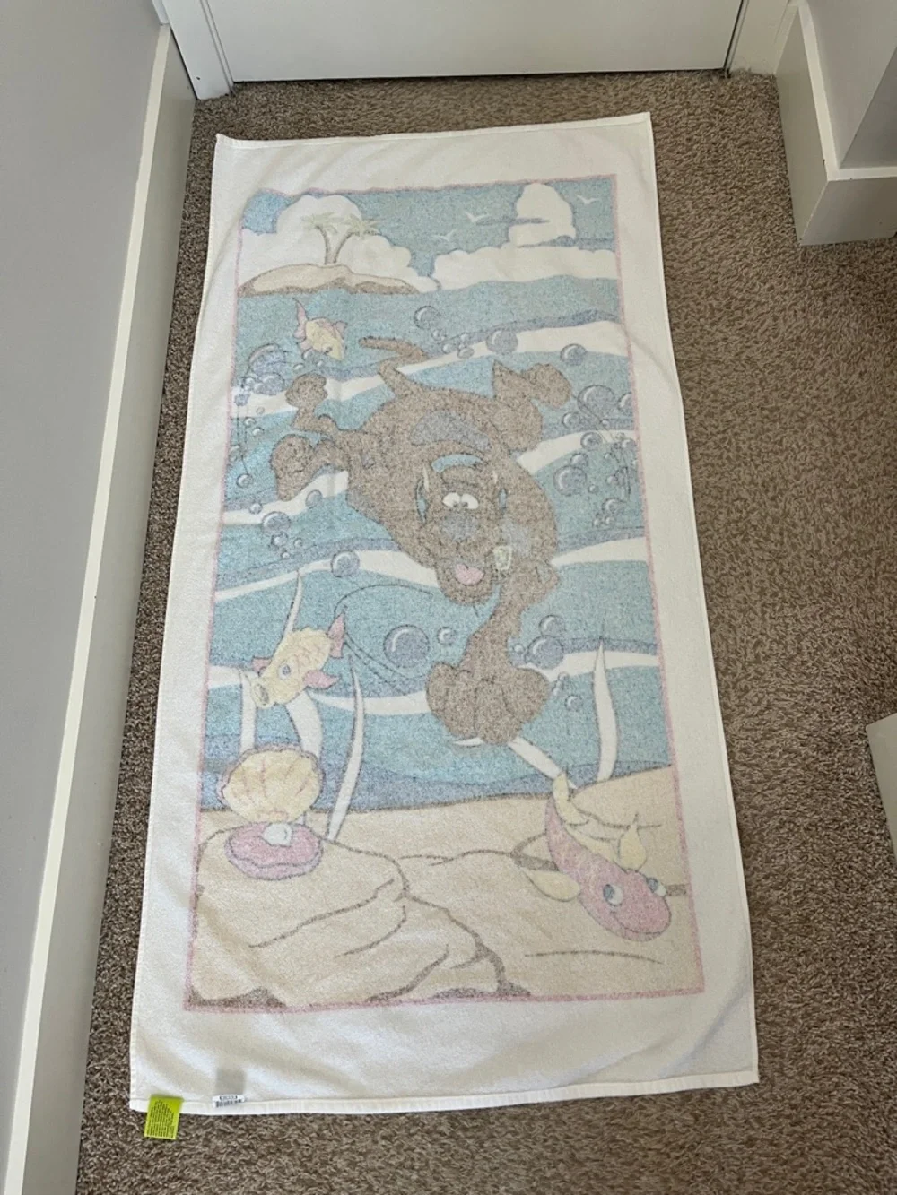 Vintage 2002 Scooby-Doo Underwater Beach Towel Cartoon Network Karsten Brazil